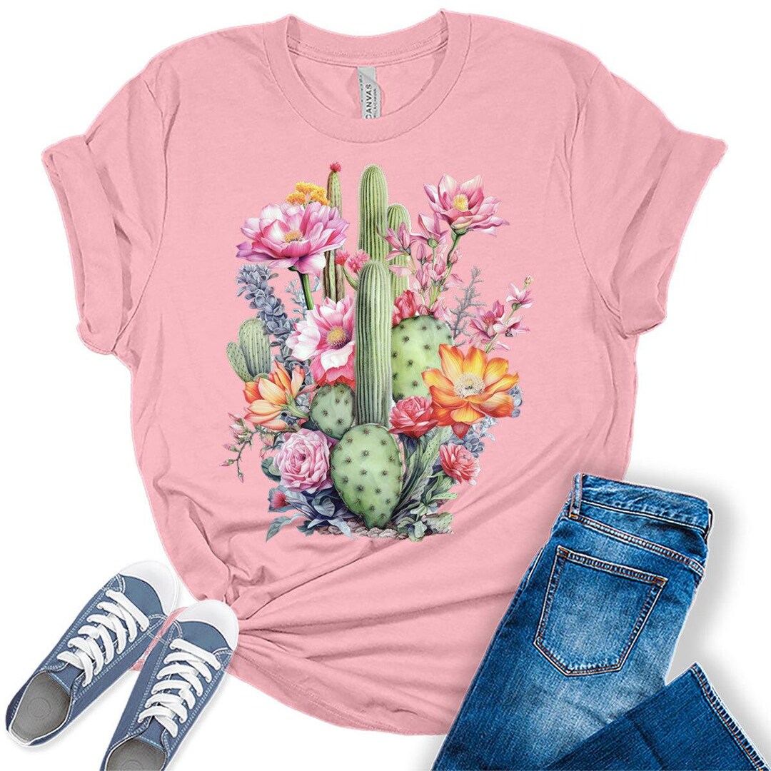 Camisa de cactus de flores para mujer camiseta grafica occidental camisa de campo camisa de naturaleza camisa occidental regalos para ella camisa floral camisa del desierto Etsy Mexico