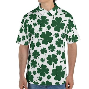 Irish Clover Polo Shirts For Men, Funny Golf Shirts, Saint Patrick&#39;s Day Polo Golf Shirts, Mens Polo, Lucky Golf Polo, Gift for Him