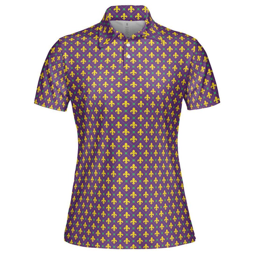 Mardi Gras Polo Shirts for Women Fleur De Lis Moisture Wicking Short ...