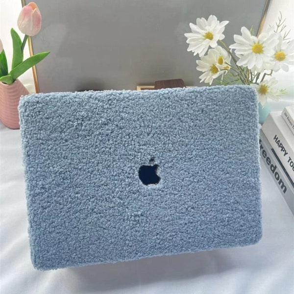 Fluffy Case Teddy Bear MacBook Pro Air 13 M1 M2 M3 13.5 14 15 16 inch Case Protective Touch Bar Retina MacBook Case Sleeve Cover Laptop Hard