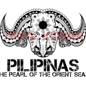 Kalabaw (Carabao) Philippine National Animal Contemporary Art Print with Traditional Tribal Tattoo Patterns