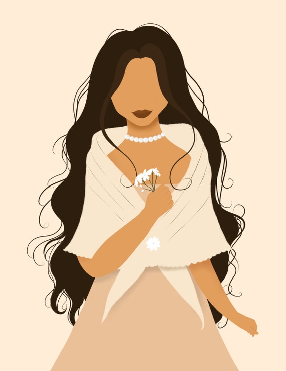 Filipina Graphics Filipina Artwork Wearing Filipiniana and Holding a Sampaguita - Etsy