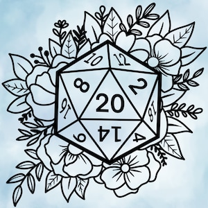 D&D D20 svg Blumenwürfel