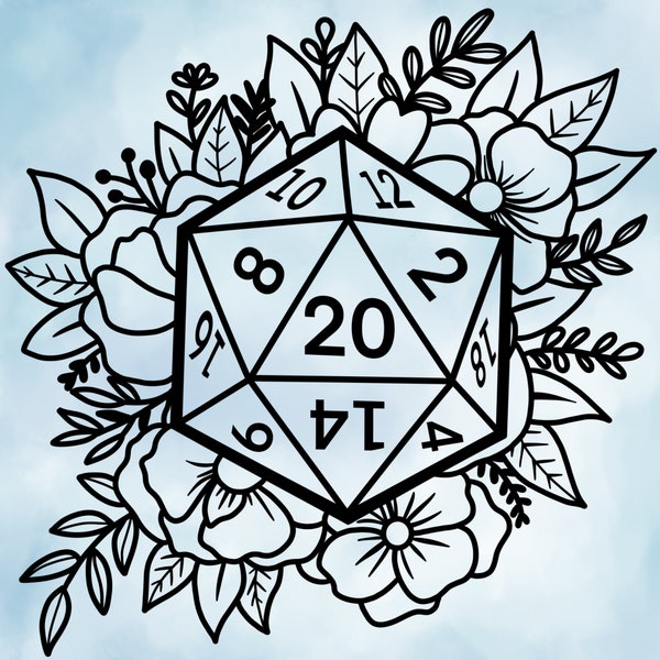 Dnd D20 svg floral dice