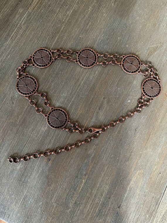 Ceinture chaîne avec pierres noires en métal couleur bronze - Chain belt bronze finish