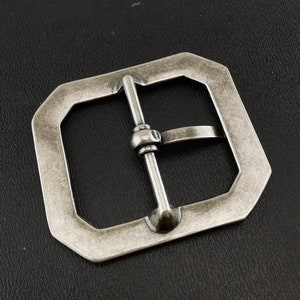 Octagonal full metal belt buckle in silver finish jewelry image 3