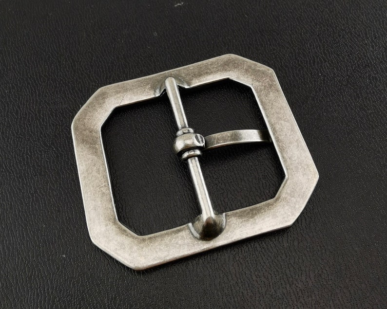 Octagonal full metal belt buckle in silver finish jewelry image 3