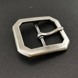 Octagonal full metal belt buckle in silver finish jewelry image 2