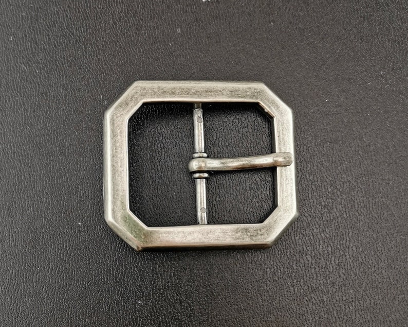 Octagonal full metal belt buckle in silver finish jewelry image 1