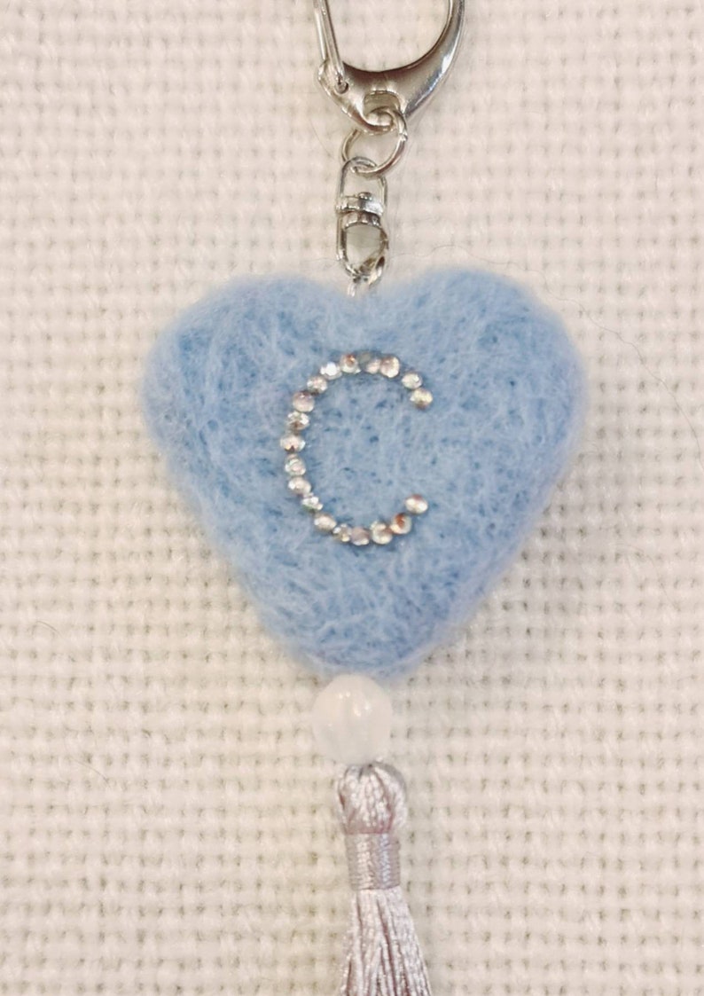 personalised keyring felt keyring Valentine Keyring Heart keyring valentine gift for her,