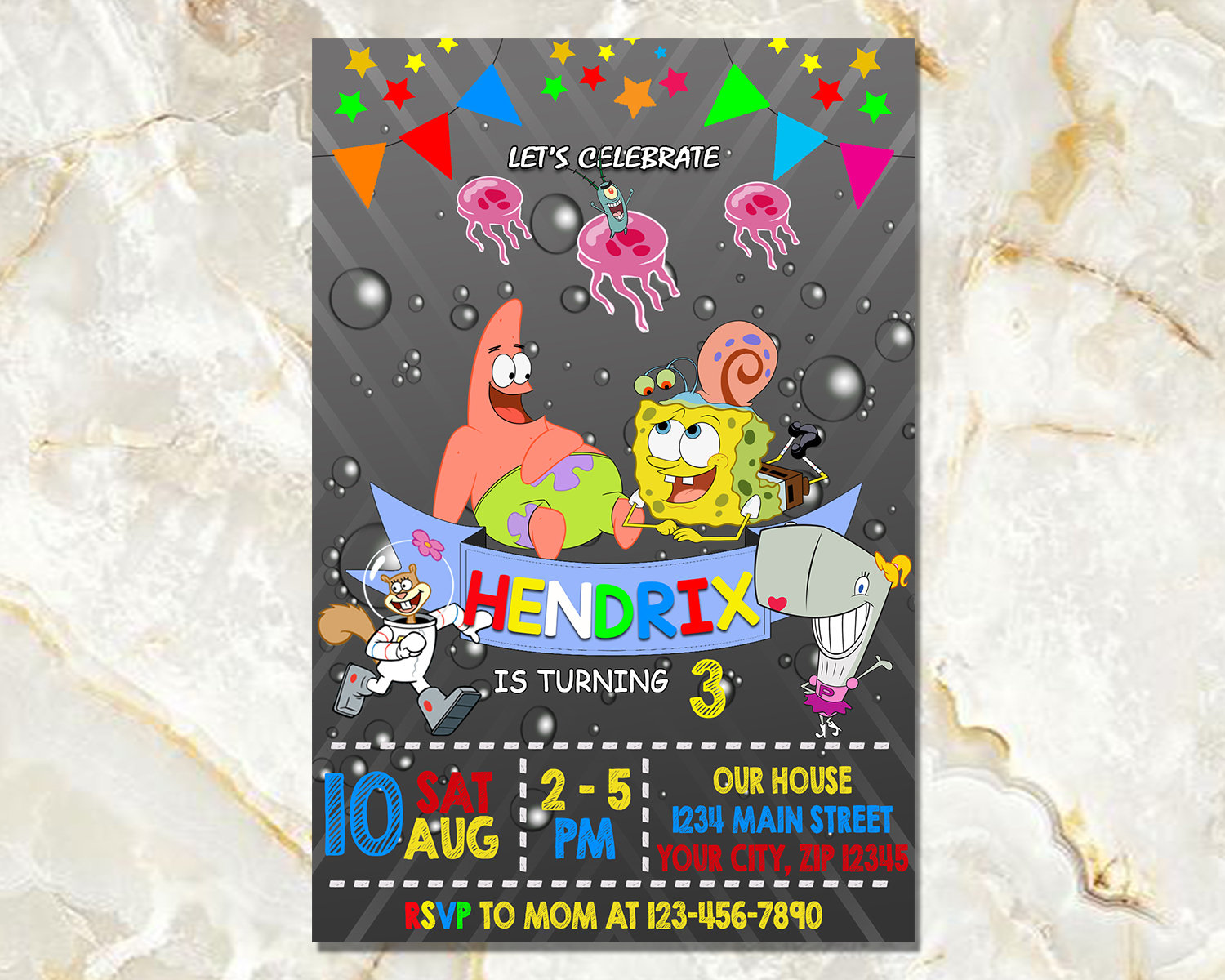 SpongeBob SquarePants Birthday Party Invitation Printable For Etsy