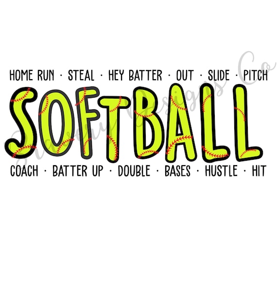 Softball Words SVG Etsy