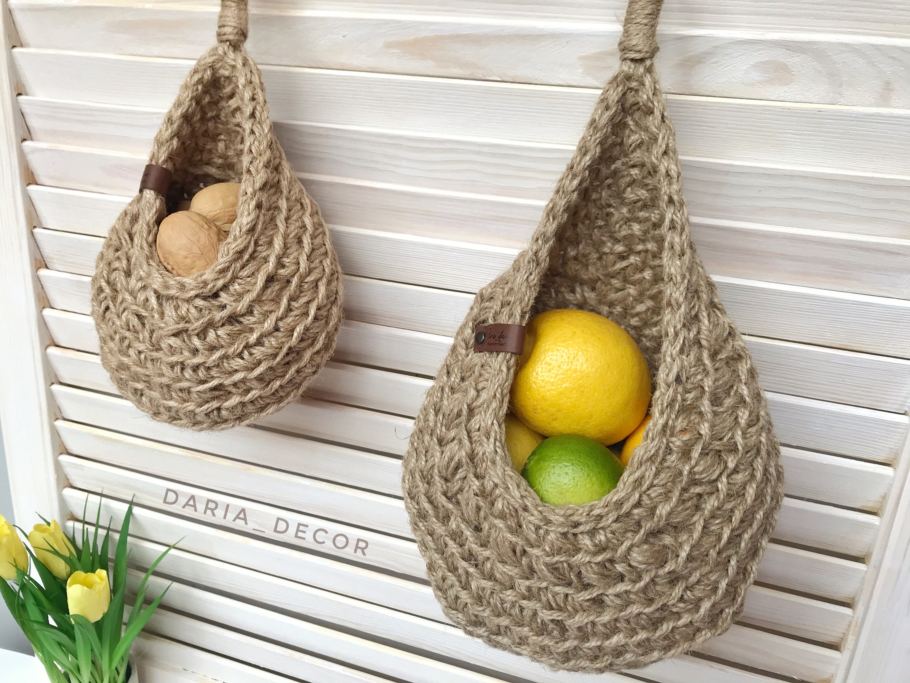 Natural Jute Hanging Storage Basket Hallway storage Etsy