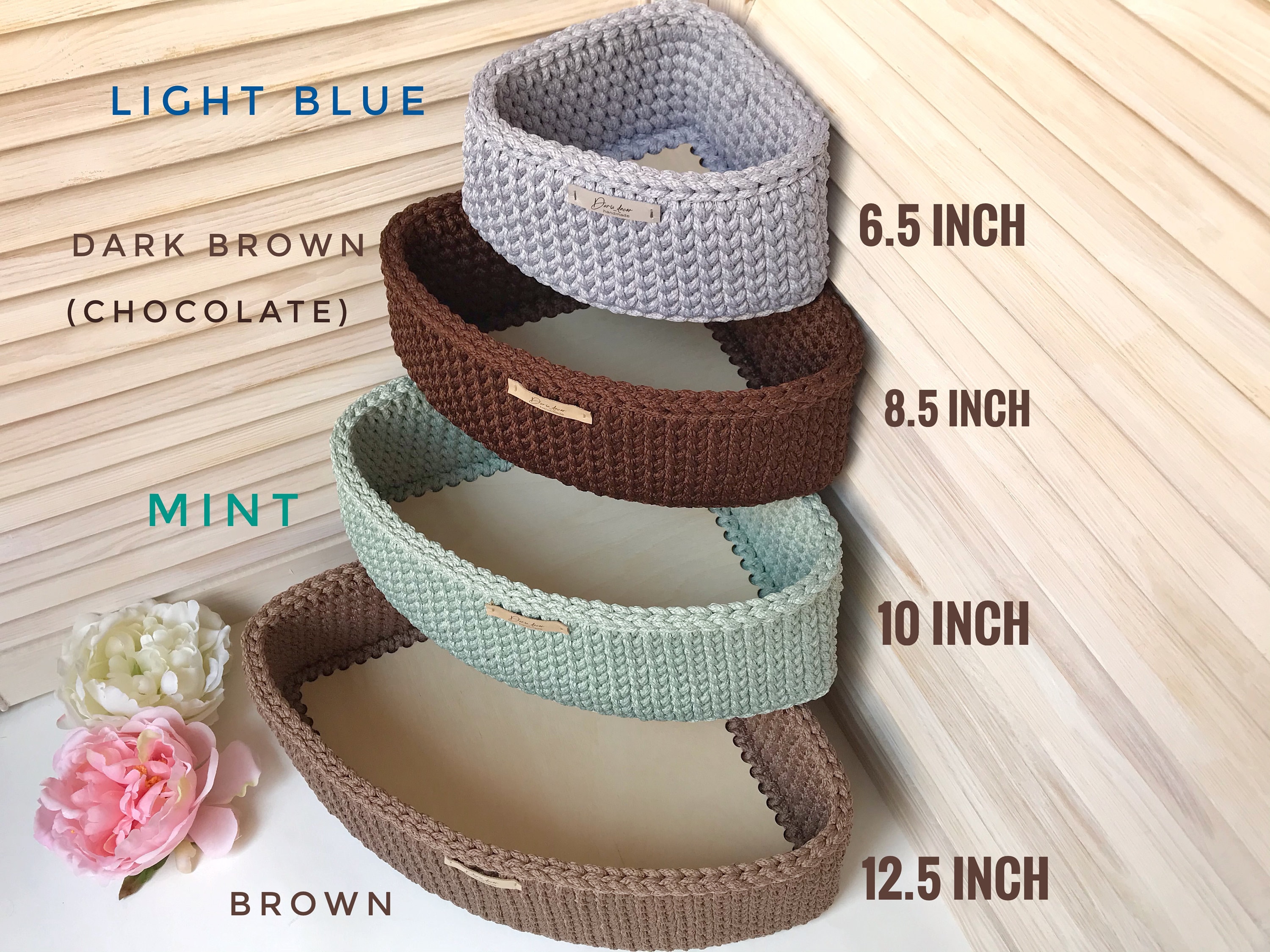 Triangle Storage Baskets Corner shelf basket Coffee table Etsy