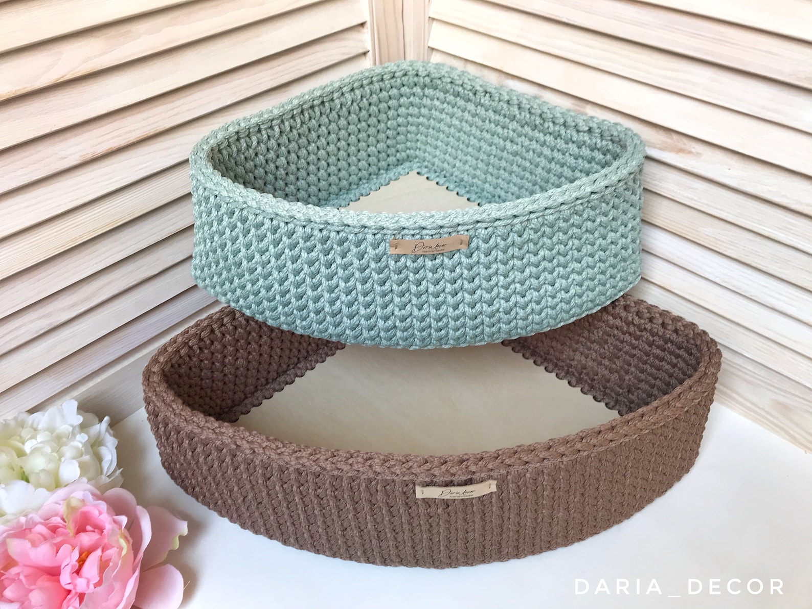 Triangle Storage Baskets Corner shelf basket Coffee table Etsy