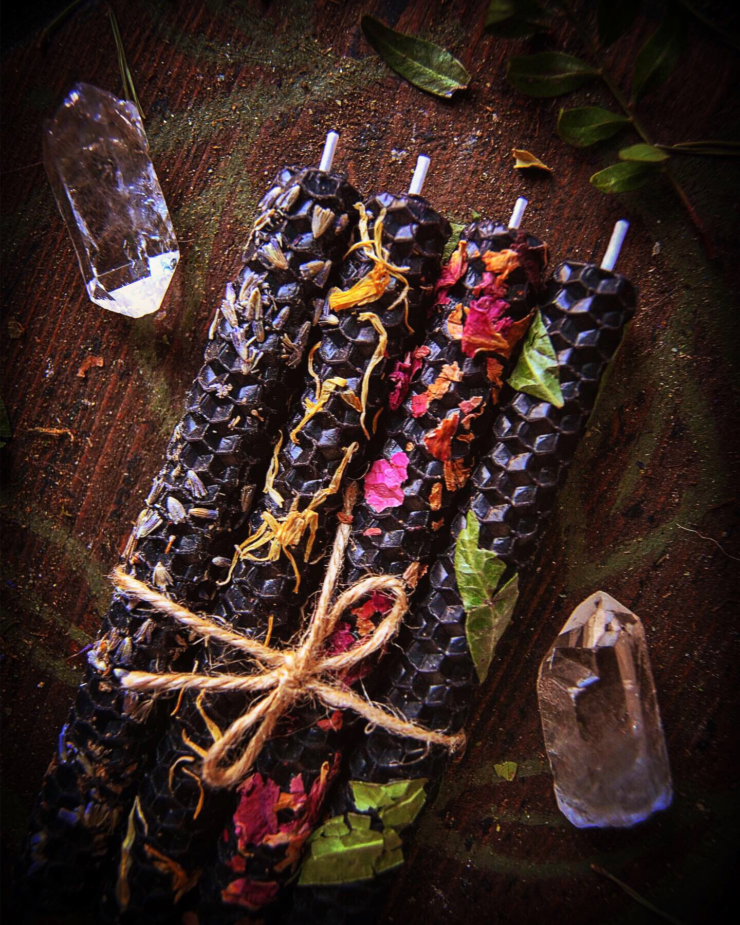 Ritual candle set of 4 black handmade natural beeswax Etsy