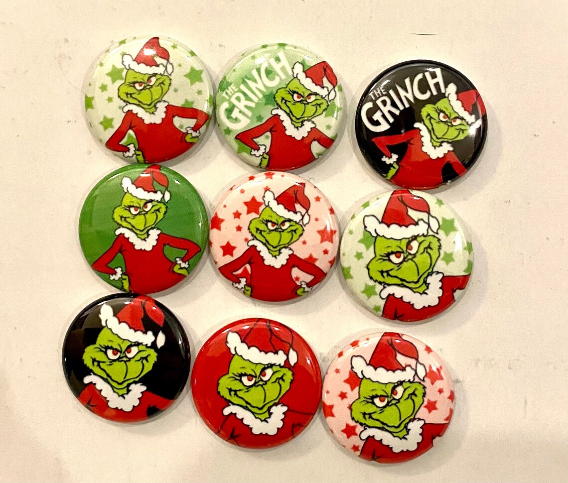9 Grinch Flat Back Buttons Etsy