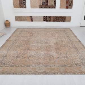 Vintage Turkish Oushak Rug 10x13 ft, Wool Anatolian Carpet