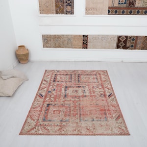 5x8 Vintage Turkish Wool Rug: Neutral Anatolian Decor - Etsy