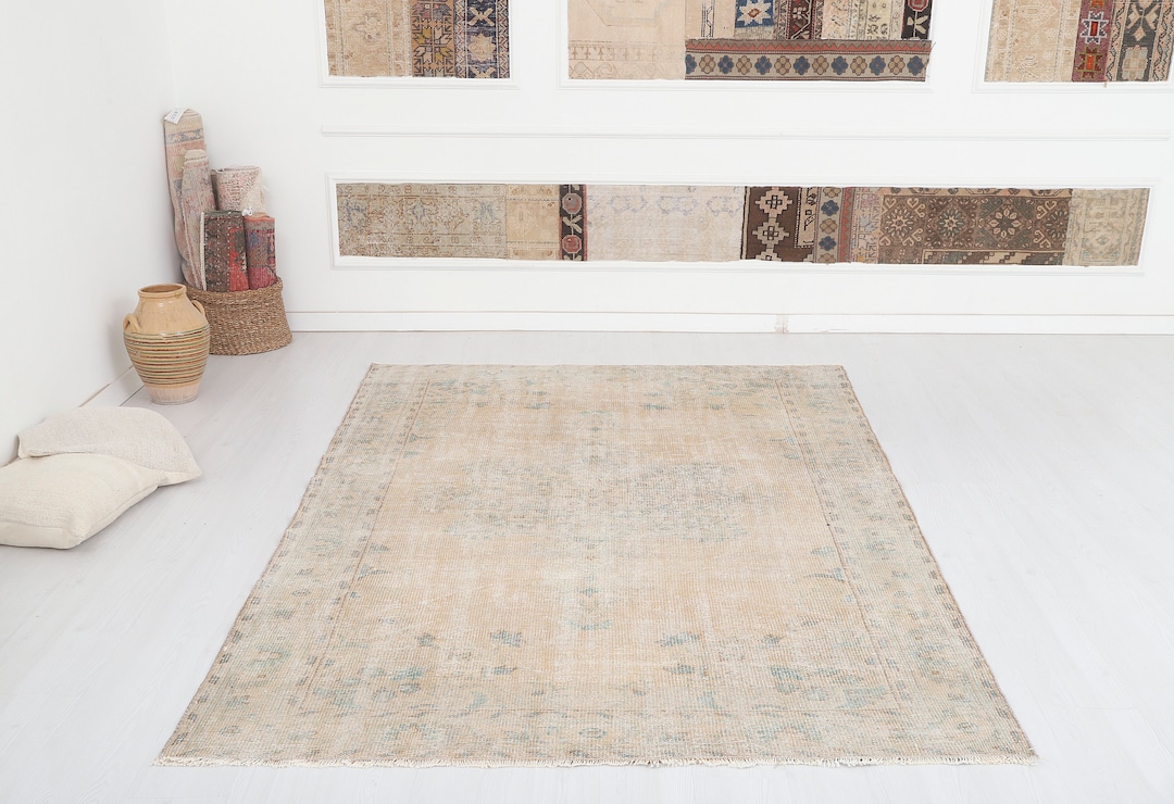 5x8 Rug Turkey Rug Wool Rug Neutral Rug Pastel Rug Etsy