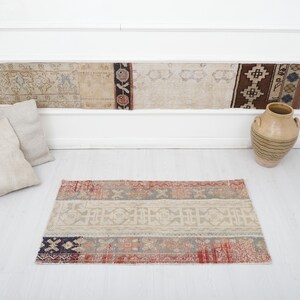 2x4 Anatolian Rug, Door Mat Rug, Turkish Mini Rug, Oushak Door Mat, 2x4 Door Mat, Mini Rug, Turkish Rug, Vintage Mini Rug,Old Wool Rug,18063
