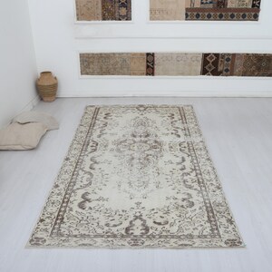 Vintage Oushak Turkish Rug 5x9: Handmade Wool & Cotton Anatolian Rug