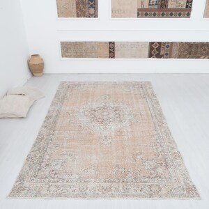 5x9 Vintage Turkish Oushak Rug: Handmade Wool Anatolian Area Rug