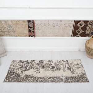 Vintage Oushak-minitapijt: 2 x 4 Turkse wollen vloerkleed