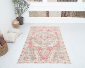 4x7 Vintage Rug, Oushak Rug, Turkish Rug, Area Rug,Bohemian Rug,Wool Rug,Handmade Rug,Natural Rug,Antique Rug, Anatolian Rug,Boho Rug,14891