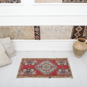 Vintage Turkish Oushak Wool Rug: 2x3 Anatolian Mini Rug