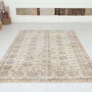 7x9 Area Rug, Bohemian Rug, Anatolian Rug, 7x9 Turkish Rug, Vintage Rug, Oushak Rug, Handmade Rug, Natural Rug, Muted Rug, Pastel Rug,11083