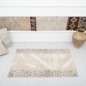 Handgemaakt Turks wollen tapijt: vintage Oushak-deurmat (2x4)