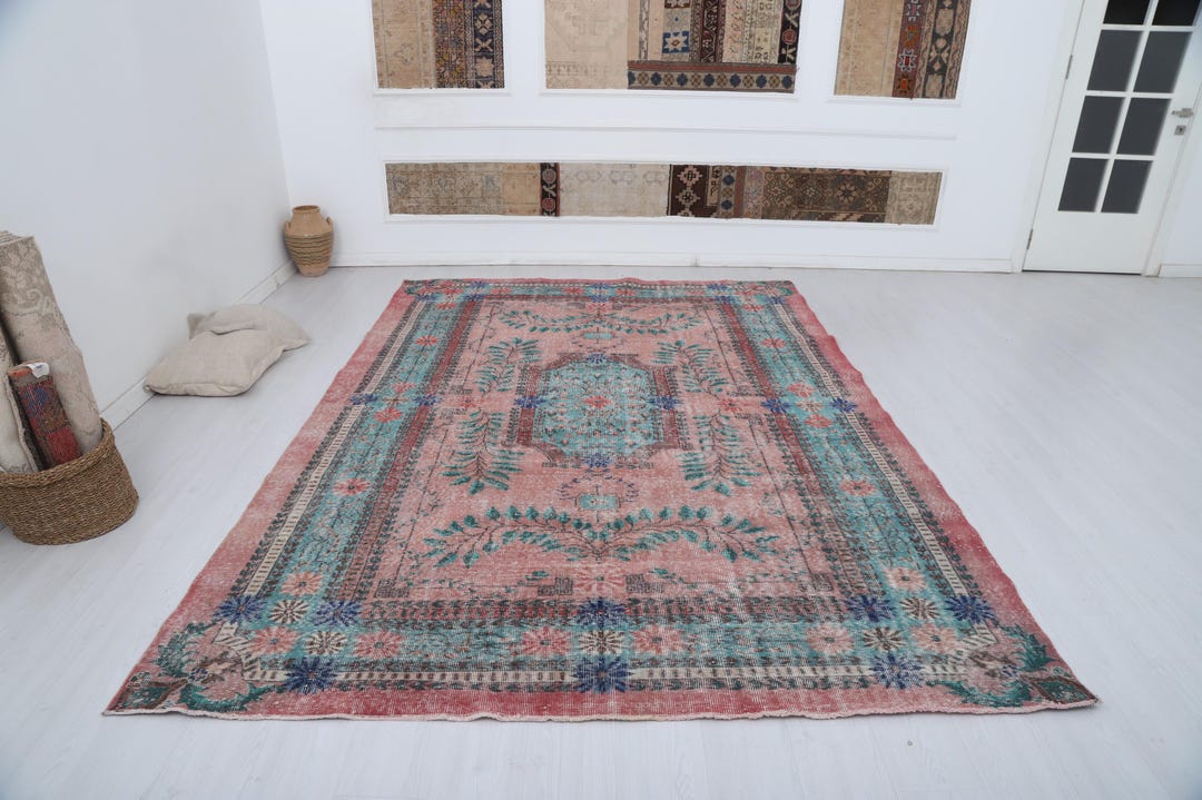 Oversize Handmade Wool Turkish Rug 8x11, Vintage Oushak Anatolian