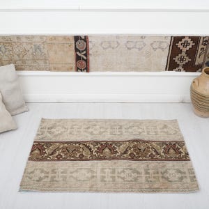 Turkish Mini Rug, Oushak Door Mat, 2x4 Anatolian Rug, 2x4 Door Mat Rug, Door Mat, 2x4 Mini Rug, Turkish Rug, Vintage Mini Rug,Wool Rug,16597