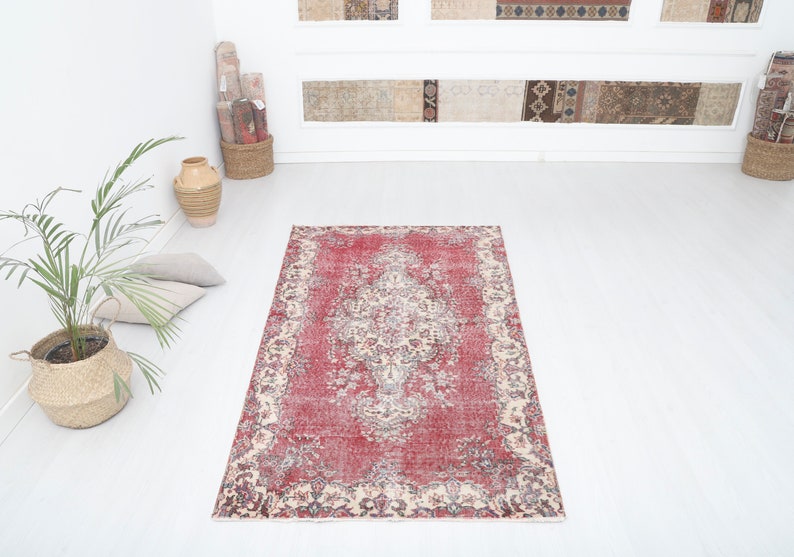 4x7, Turkey Vintage Rug,Oushak Rug, 4x7 Vintage Rug, Turkish Rug, Vintage Turkish Rug, Anatolian Rug, Muted Rug, Faded Rug, Pastel Rug,10746 image 1