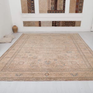 10x13 Rug,Oversized Rug, Turkish Oversize Rug, Vintage Oversize Rug, Antique Rug, Oushak Rug, Handmade Rug, Wool Rug, Muted Colors Rug,10578