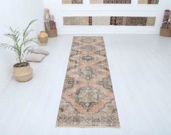 トルコ ウール ヴィンテージラグ ヴィンテージ トルコ製 ウシャック ランナーラグ：3x13 ウールコットン