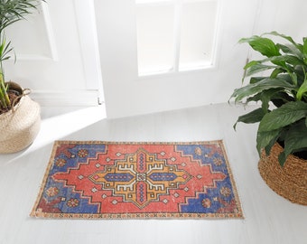 2x3, Old Turkish Rug, Oushak Mini Rug, Vintage Small Rug, Anatolian Mini Rug, Natural Mini Rug, Small Rug,Turkish Mini Rug,2x3 Wool Rug,5114