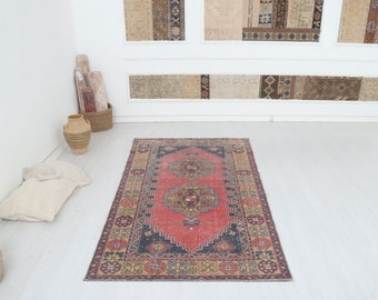 4x7 Antique Rug, Anatolian Rug, Oushak Rug, Vintage Rug, 4x7 Turkish Rug, Bohemian Rug, Living Room Rug, Rugs,Turkey Rug,Natural Rug,12787