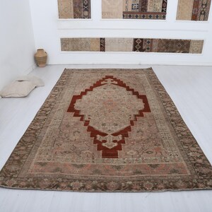 7x11 Turkish Rug, 7x11, Turkish Oversize Rug, Muted Colors Rug, Wool Rug, Handmade Rug, Oushak Rug,Vintage Rug,Anatolian Rug,Faded Rug,29029
