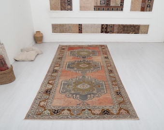 Antique Vintage Turkish Rug, 5x11 Vivid Multicolored Area Rugs