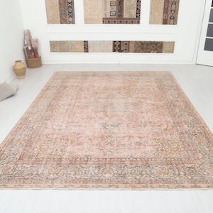 Oversize Vintage Turkish Oushak Rug 10x13: Neutral Anatolian Rug