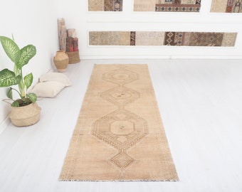 4x11 Runner Rug, Turkish Runner Rug, Vintage Runner Rug, Oushak Runner Rug, Anatolian Runner, Natural Runner Rug, Hallway Rug,4x11 Rug,12031