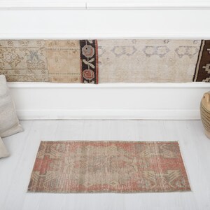 Oushak Small Rug, 1x3 Rug, Vintage Rug, Turkish Rug, Mini Rug, Door Mat Rug, Bath Mat Rug, 1x3 Anatolian Rug, Natural Rug, Antique Rug,5108