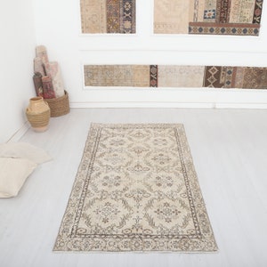 3x7, Turkey Vintage Rug, Oushak Rug, 3x7 Vintage Rug, Turkish Rug, Vintage Turkish Rug, Anatolian Rug, Muted Rug, Faded Rug,Pastel Rug,12449