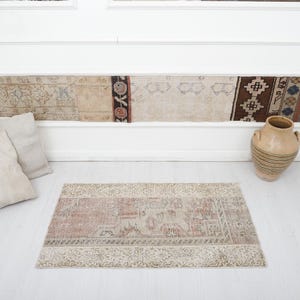 2x4, Wool Door Mat, Handmade Wool Rug, Turkish Mini Rug, Vintage Mini Rug, Oushak Mini Rug, Mini Rug,2x4 Door Mat Rug,Mini Natural Rug,18009