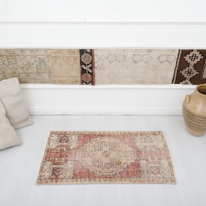 2x3, Door Mat Rug, Turkish Door Mat, Vintage Door Mat, Oushak Door Mat, 2x3 Anatolian Rug, 2x3 Small Rug,Turkish Mini Rug,Wool Door Mat,5138