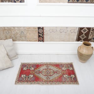 2x3 Oushak Rug, Vintage Rug, Door Mat Rug, Vintage Door Mat, Oushak Door Mat, 2x3 Mini Rug, Anatolian Rug, 2x3 Turkish Rug,Bath Mat Rug,7625