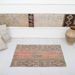 2x3 Oushak Rug, 2x3 Mini Rug, Door Mat Rug, 2x3 Vintage Rug, Turkish Rug, Anatolian Rug, Natural Rug, Small Size Rug, Turkish Mini Rug,16602