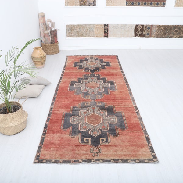 4x11 Runner, Turkish Runner 4x11, Vintage Runner 4x11, Oushak Runner 4x11, Turkish Runner Rug, Oushak Runner Rug,Hallway Rug,Runner Rug,9758